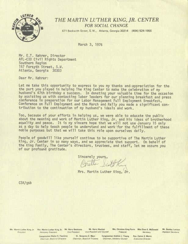 Martin Luther King Jr. Center for Social Change, correspondence and printed materials, 1976 [page 4]