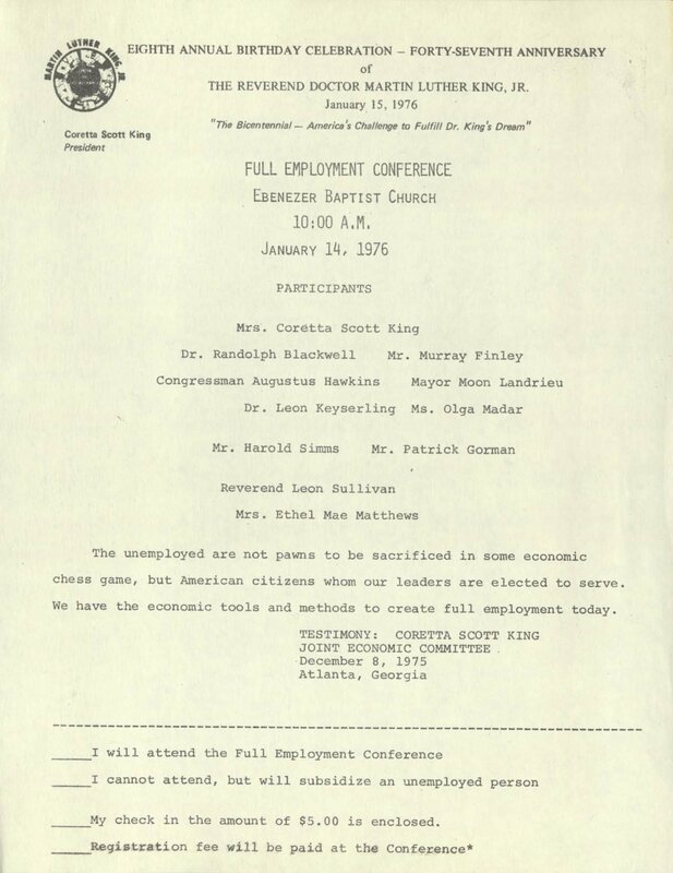 Martin Luther King Jr. Center for Social Change, correspondence and printed materials, 1976 [page 39]