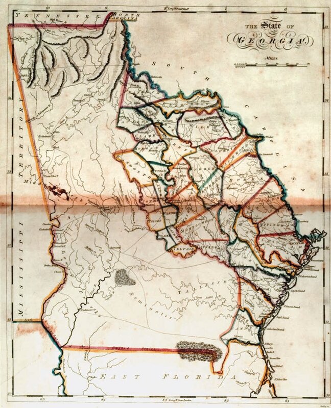 For Matthew Carey, his cartographers, and engravers updating their Georgia maps for a new atlas involved added another tier or two of counties, and by 1814 the county boundaries had became an essential part of any large-scale Georgia map.