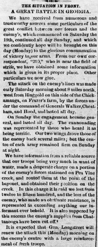 Daily intelligencer (Atlanta, Ga. : 1858), Sep. 22, 1863
